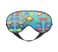 Print Soft Eye Mask - Turtle and Fish Travel Side Sleeper Mask Adjustable Elastic Band, for Men Women Nap