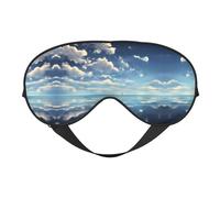 Print Soft Eye Mask - White Clouds Over The sea Travel Side Sleeper Mask Adjustable Elastic Band, for Men Women Nap