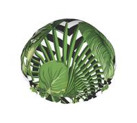 Print Summer Exotic Tropical Plants Tropical Pattern,Shower Cap Nightcap Double Layer Waterproof Elastic Bath Cap Reusable Hair Cap