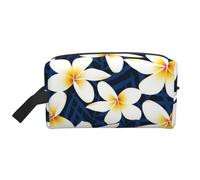 Print Tropical White Frangipani Plumeria FlowerLarge Capacity Cosmetic Organizer，Travel Makeup Bag for Women