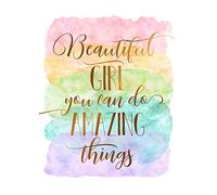 Print Wall Art Posters Beautiful Girl You Can Do Amazing Things, Nursery Poster Wall Art, Rainbow Nursery Decor Girl, Baby Girl Shower Gift, Girls Room Wall Art (A4 (Print Only)) (A2 (Print Only))