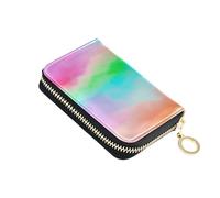 Print Wallet for Women Zip Around Cute Card Holder Wallets RFID Blocking Abstract Colorful Cloud Pink Zipper Card and Cash Holder
