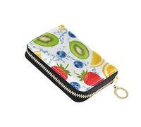 Print Wallets for Women Leather RFID Blocking Credit Card Wallets Cute Fresh Cartoon Fruits Strawberries Travel Wallet with Zipper