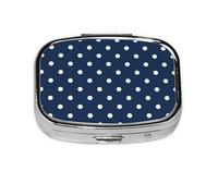 Print White Polka Dots Navy Blue,Meta Pill Box 2 Compartment Medicine Case,Portable Organizer,Rectangle Meta Portable Organizer Pill Box 42 Compartment Medicine Case