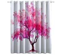 Print Window Curtains for Bedroom Living Room Anime Fantasy Cherry Blossom Trees Curtains Eyelet Blackout Thermal Insulated Drapes Room Decoration 2 Panels, W46.1 x L90.6 White