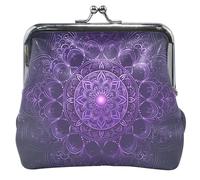 Print Women's Coin Purses & Pouches Kiss Lock Purple Mandala Illustrated Card Change Purse Wallet