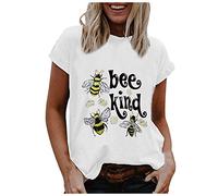 Print Women's Summer Fashion Animal Sexy Casual Short Sleeve T-Shirt Funny Women's Blouse Neon Green Top, White, S