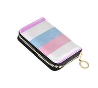 Print Womens Wallets Zip Around RFID Blocking Credit Card Wallets Cute Bigender Sign Pride Flag Texture Zipper Wallet with Coin Pouch