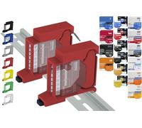 Print Worth PWG3-Single 3D DIN Rail Holder for 32 Shellys: 1.1PM,2PM,Shutter,1L,2L,EM,i4,i4DC,i4LR,Dimmer,Dimmer Dali, RGBW PM (Wave/Plus,G3,G4) (2x Red Prime)