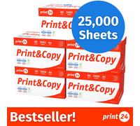 print24 printer paper copy paper 25,000 sheets A4 size 80 gsm bright white PEFC