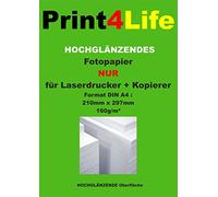 Print4Life 25 sheets A4 160g self adhesive high gloss professional photo paper (glossy finish) Best suited for LASER COPIER and at the highest resolutions! Absolutely Opaque!