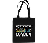 Print4U 100% Cotton Reusable Tote Bag Rather Be In London Gift for Mom's Black