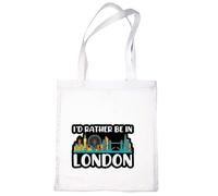 Print4U 100% Cotton Reusable Tote Bag Rather Be In London Gift for Mom's White
