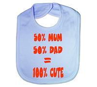 Print4U 50% Mum 50% Dad Funny Baby Feeding Bib Gift Blue