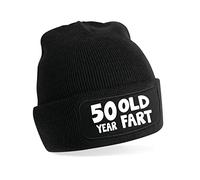 Print4U 50 Year Old Fart Beanie Hat 50th Birthday Gift for Men & Ladies Black
