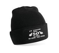 Print4U 50 Years to Look This Good Beanie Hat 50th Birthday Gift Men & Women Black