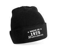 Print4U 50th Birthday Made in 1975 Beanie Hat Gift 50 Year Old Men & Ladies Black