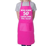 Print4U 50th Birthday Who Knew 50 BBQ Cooking Funny Novelty Apron Pink