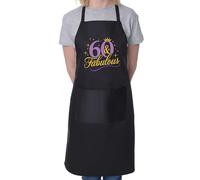 Print4U 60 and Fabulous Apron 60th Birthday Gift 60 Year Old Present Black