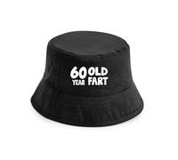 Print4U 60 Year Old Fart Bucket Hat 60th Birthday Gift for Men & Ladies Black SM