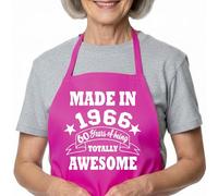 Print4U 60th Birthday Gift Apron for Mum, Dad, Wife, Husband - Made in 1966" Novelty Kitchen Apron - His & Hers - One Size Fits Most - Machine Washable