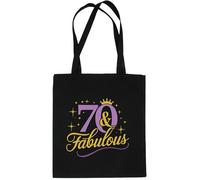Print4U 70 and Fabulous Cotton Tote Shopper Bag 70th Birthday Gift Black