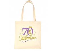 Print4U 70 and Fabulous Cotton Tote Shopper Bag 70th Birthday Gift Natural