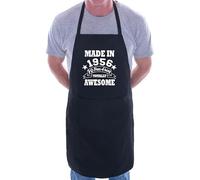 Print4U 70th Birthday Made In 1956 BBQ Cooking Funny Novelty Apron Black