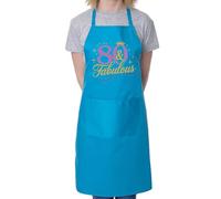 Print4U 80 and Fabulous Apron 80th Birthday Gift 80 Year Old Present Blue