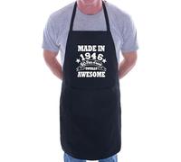 Print4U 80th Birthday Made In 1946 BBQ Cooking Funny Novelty Apron Black