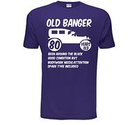 Print4U 80th/Eighty Mens Age 80 Birthday T-Shirt Old Banger Unisex X-Large Purple