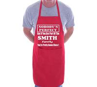 Print4U Adult Personalised Apron Printed Any Surname Smith Red