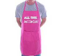 Print4U All This And I Can Cook Funny BBQ Cooking Novelty Apron Pink