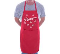 Print4U Apron BBQ Cooking Chef Christmas Prosecco Ho Ho Ho Red