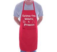 Print4U Apron BBQ Cooking Christmas Time Mistletoe & Wine Red