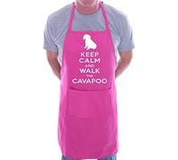 Print4U Apron BBQ Novelty Cooking Keep Calm and Walk Cavapoo Dog Pink