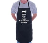 Print4U Apron BBQ Novelty Cooking Keep Calm and Walk Cocker Spaniel Dog Black