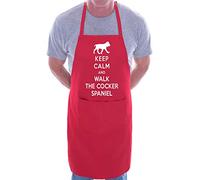 Print4U Apron BBQ Novelty Cooking Keep Calm and Walk Cocker Spaniel Dog Red