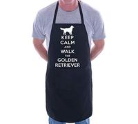 Print4U Apron BBQ Novelty Cooking Keep Calm and Walk Golden Retriever Dog Black