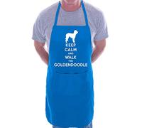 Print4U Apron BBQ Novelty Cooking Keep Calm and Walk Goldendoodle Dog Blue