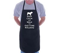 Print4U Apron BBQ Novelty Cooking Keep Calm and Walk Old Tyme Bulldog Dog Black