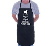 Print4U Apron BBQ Novelty Cooking Keep Calm and Walk Spanish Water Dog Black