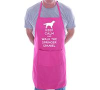 Print4U Apron BBQ Novelty Cooking Keep Calm and Walk The Springer Spaniel Dog Pink