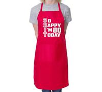 Print4U Apron Funny 80th Birthday Gift For Men & Ladies Turning 80 Present Red