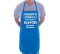Print4U Apron With Personalised Name Nobodys Perfect Blue