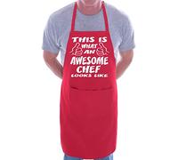 Print4U Awesome Chef Funny Fathers Day BBQ Cooking Novelty Apron Red