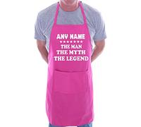 Print4U BBQ Personalised Apron The Man The Myth Any Name Pink