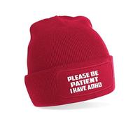 Print4U Be Patient I Have ADHD Beanie Hat Mental Health Awareness Adult Red