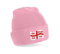 Print4U Beanie Hat Make England Great Again St George Cross English Pride Patriot Pink