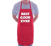 Print4U Best Cook Ever Funny Apron Novelty BBQ Cooking with 2 Pockets Red